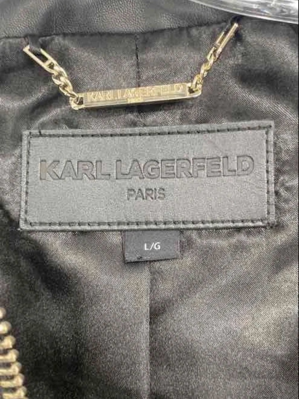 Karl Lagerfeld Leopard Faux Fur Bomber Jacket - Tan & Black - Picture 9 of 9